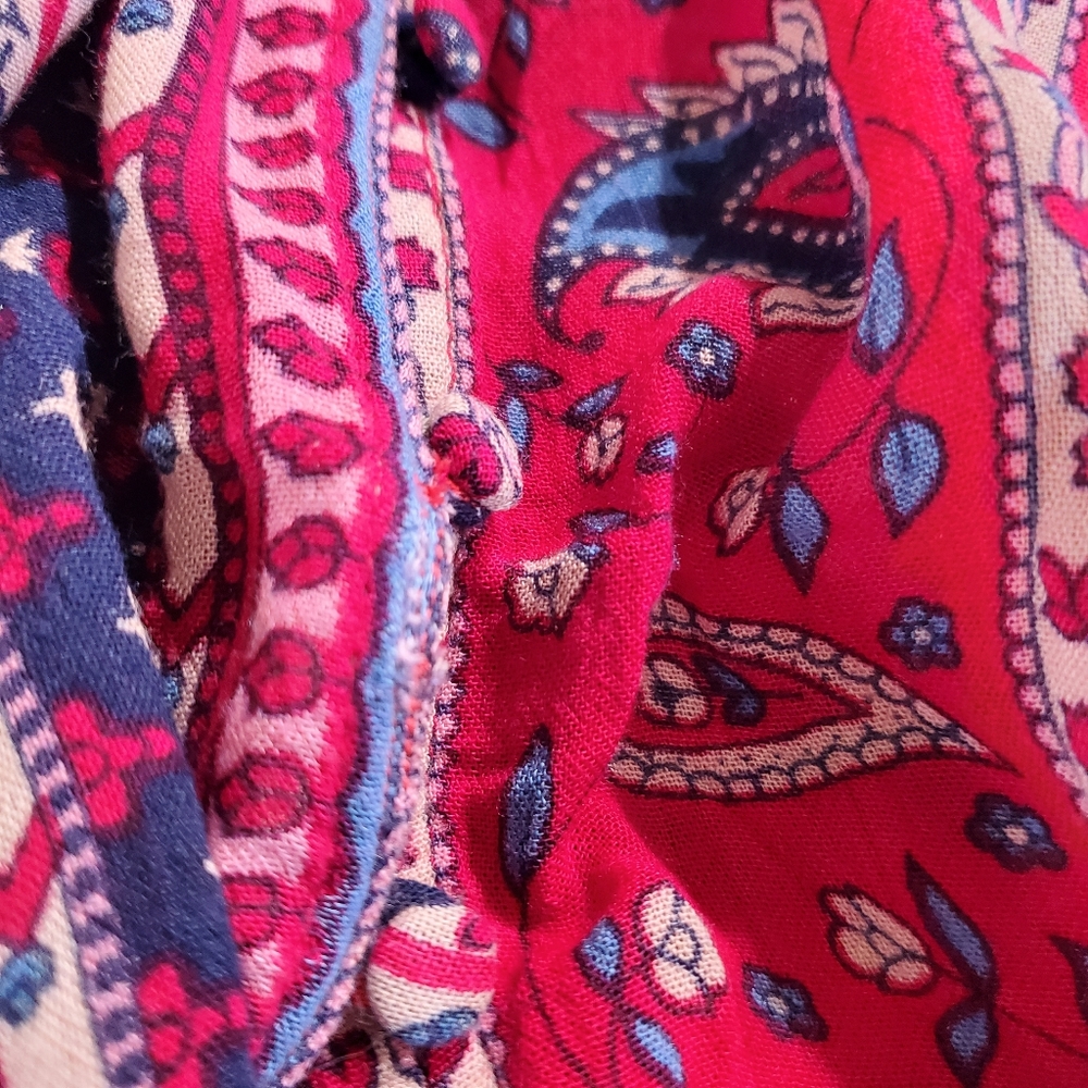 👚 Maeve Anthropologie "Gretchen" Boho Red & Blue Floral Peasant Top Size 10 / A - Picture 11 of 15